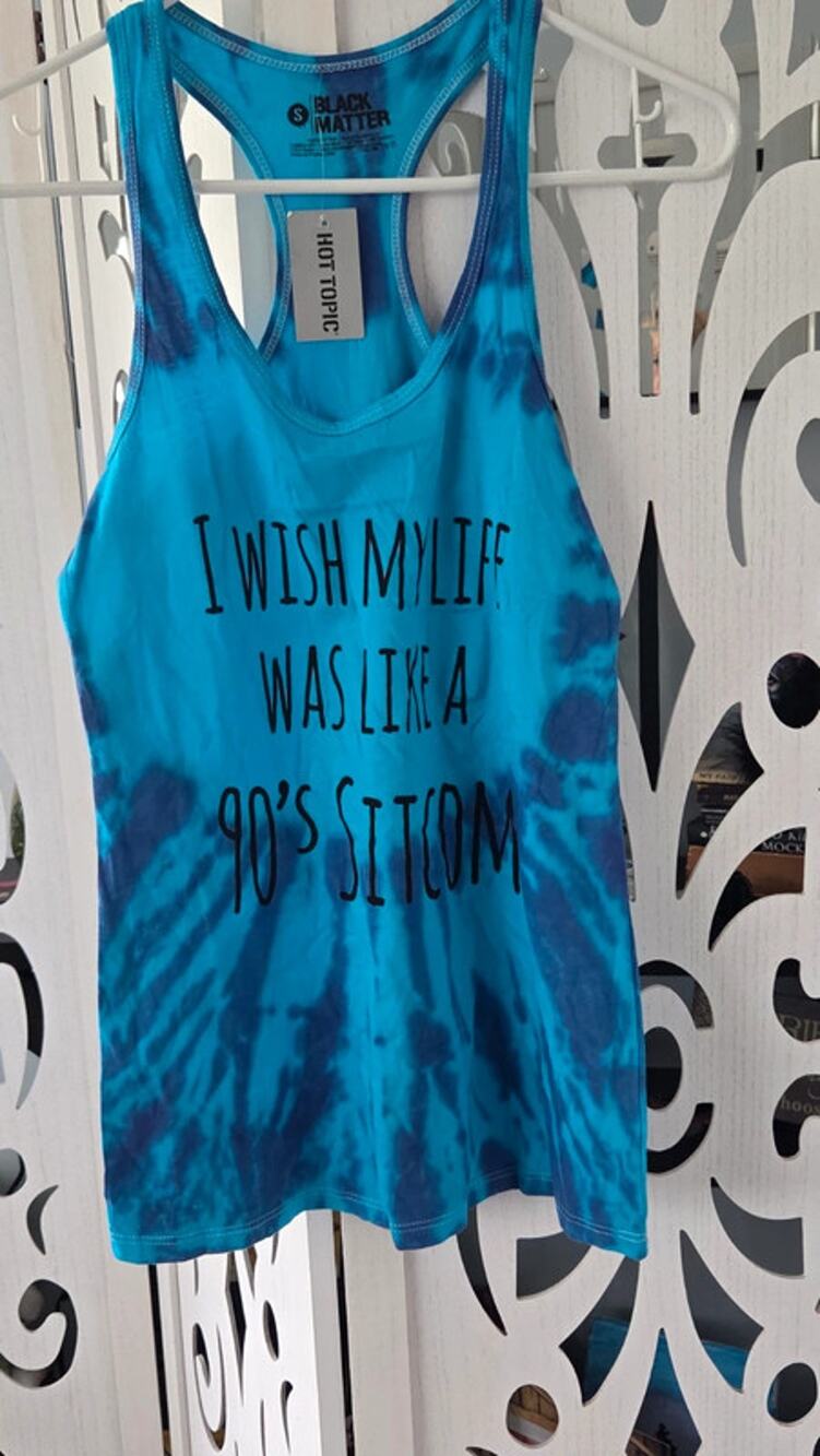 I Wish My Life Was Like A 90s Sitcom Tie Dye Racerback Tank Top Blue Purple S